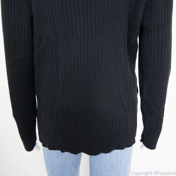 Karen Scott shawl collar black cotton sweater with metal button, women's‎ XL - Picture 7 of 13